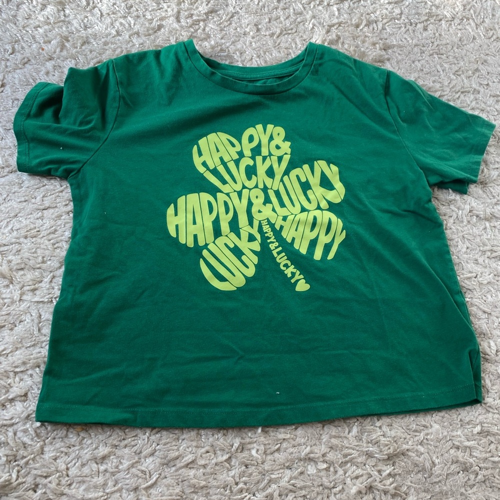 Green Kids Shirt with Shamrock Design